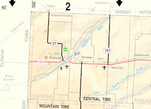 Map of Cheyenne Co, Ks, USA