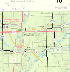 KDOT map of Marshall County (legend)