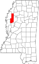 State map highlighting Sunflower County