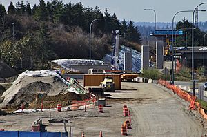 Overlake Village station under construction, March 2018