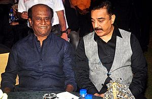 Rajinikanth and Kamal Haasan at audio release of Shamitabh