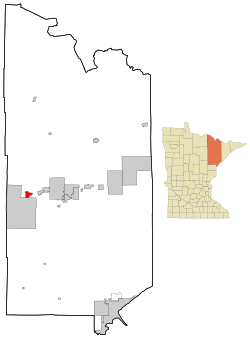 Location of the city of Chisholmwithin St. Louis County, Minnesota
