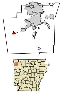 Location of Lincoln in Washington County, Arkansas.