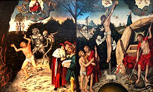 1529 Cranach Allegorie auf Gesetz und Gnade anagoria