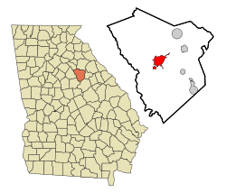 Location in Greene County and the state of Georgia