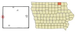 Location of Riceville, Iowa