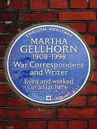 MARTHA GELLHORN 1908-1998 War Correspondent and Writer lived and worked in a flat here