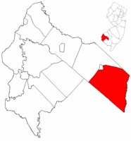 Pittsgrove Township highlighted in Salem County. Inset map: Salem County highlighted in the State of New Jersey.