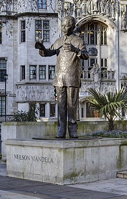 The statue of Nelson Mandela in Parliament Square