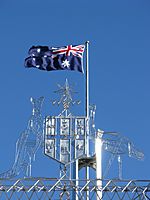 Parliament House Canberra - flag and coat of arms (2767640220)