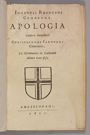 Rudolf Glauber, "Apologia contra mendaces Christophori Farnneri calumnias title 1655 page