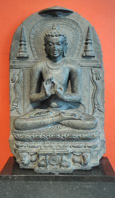 Buddha teaching Dharma, on lion throne