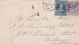 New Zealand letter 1874 Chalon and Sideface