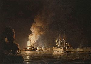 Vaisseaux français en feu ou capturés au siège de Louisbourg en 1758.jpg