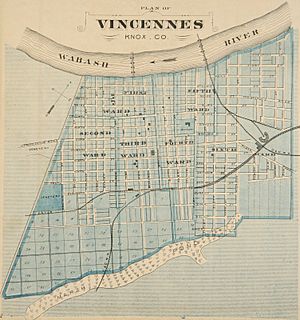 Vincennes, Indiana map from 1876 atlas