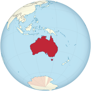 Australia on the globe (Antarctic claims hatched) (Oceania centered)