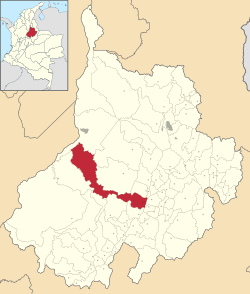 Location of the town and municipality of Simacota in the Santander Department.