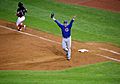 Cubs first baseman Anthony Rizzo celebrates the final out of the 2016 World Series. (30709978996)