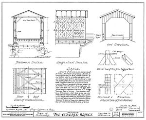 Historic American Buildings Survey sketch of Covered Bridge, Cedarburg, Wisconsin - 3 of 3