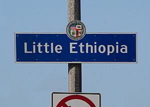 Little Ethiopia sign at Fairfax Avenue and Olympic Boulevard