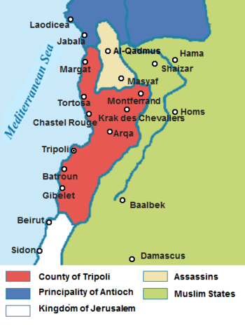 The County of Tripoli in the context of the other states of the Near East in 1135 AD.