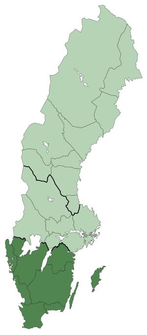 Sverigekarta-Landsdelar Götaland