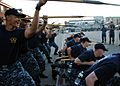 US Navy 110823-N-AU127-179 Chief selectees perform boarding pike drills on the USS Constitution