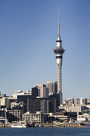 Waitemata Harbour, Ferry dock and the Skytower, Auckland - 0206
