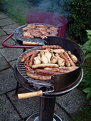 Various meats being barbecued