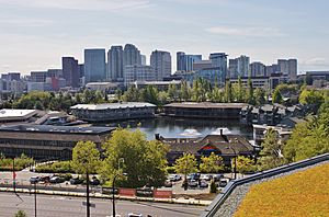 Downtown Bellevue and Lake Bellevue from Spring District, Aug 2017.jpg