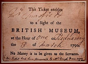 Entrance ticket to the British Museum, London March 3, 1790