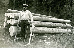 Finnish lumberjack in 1944