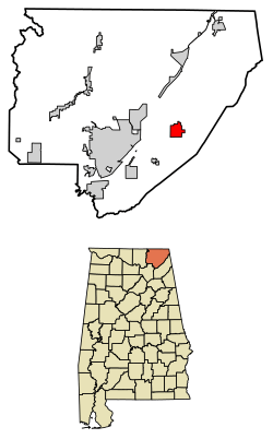 Location of Pisgah in Jackson County, Alabama.