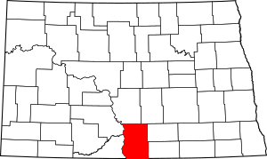 Map of North Dakota highlighting Emmons County