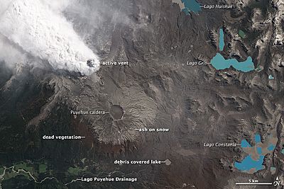 Puyehue-Cordón Caulle Volcano, Chile - NASA Earth Observatory