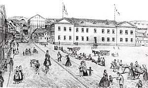 Wiesbaden, Stadtschule am Marktplatz, 1. Hälfte des 19. Jahrhunderts