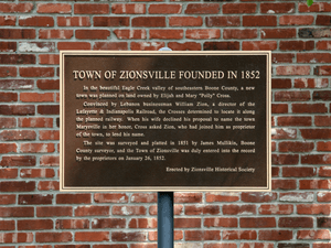 Zionsville, Indiana historical marker