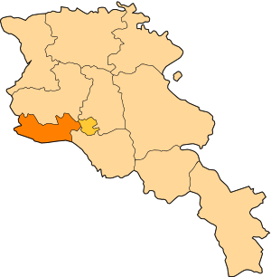Location of Armavir within Armenia