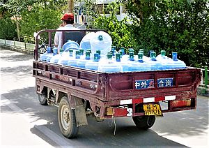 Bottled drinking water.Chercen, Xinjiang, China