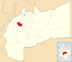 Location of the municipality and town of El Castillo, Meta in the Meta Department of Colombia.