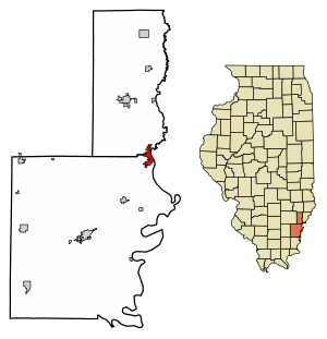 Location of Grayville in Edwards County, Illinois.