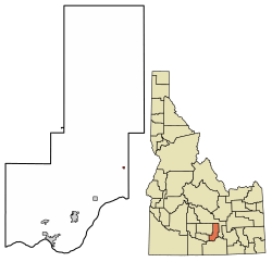 Location of Minidoka in Minidoka County, Idaho.