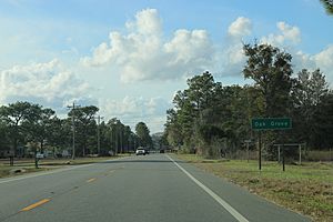 Sign for Oak Grove on U.S. Route 90