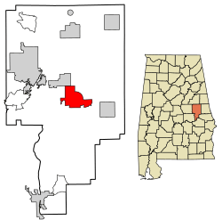 Location of Dadeville in Tallapoosa County, Alabama.