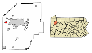 Location of Utica in Venango County, Pennsylvania.