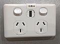 Australian and New Zealand power socket with USB charger socket