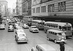 Buses replace trams, c.1962 (2742915440)