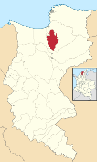 Location of the municipality and town of Zona Bananera in the Department of Magdalena.