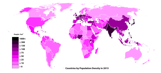 Countries by Population Density in 2015
