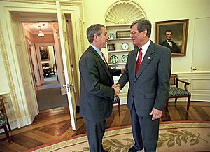 George W. Bush in the Oval Office 2001 west door opened